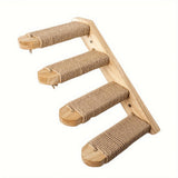 Four-Layer Wooden Wall-Mounted Cat Climbing Frame – Multi-Level Sisal-Wrapped Cat Play Structure