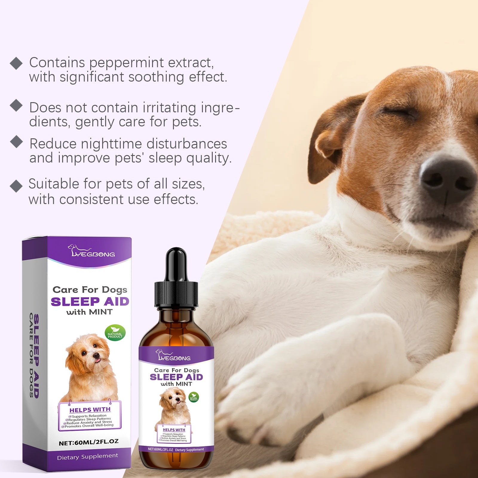 Dog Nighttime Sleep Care Drops – Natural Pet Sleep Supplement for Restful Nights
