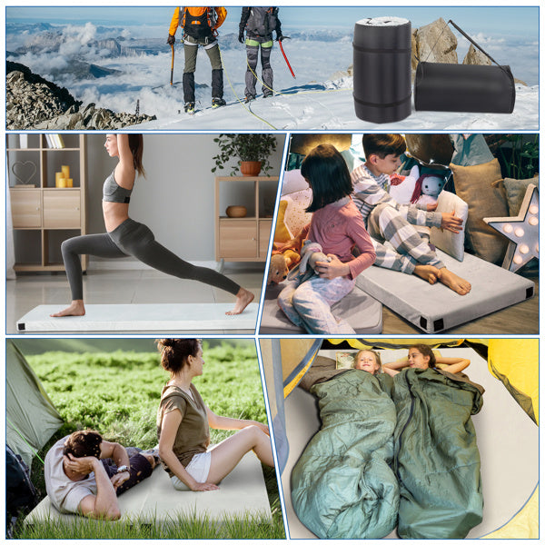 Memory Sponge Short Plush Camping Mattress – 2.5-Inch Thick Gel Memory Foam & High-Density Base, Plush Velvet Cover, Portable with Travel Bag