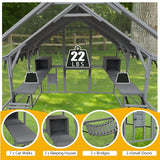Outdoor Cat House with Platforms – 110″ Large Kitten Enclosure & Playpen with Waterproof Cover (Grey)