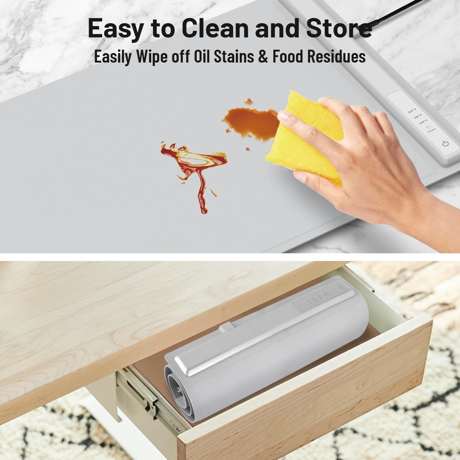 Foldable Electric Food Warming Mat - Silicone Heating Tray with 3 Temperature Settings for Buffets & Parties