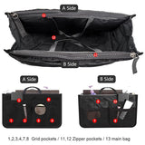 Handbag Organizer Insert for Women – 13 Pockets, Zipper Closure, Portable Purse Organizer with Handle
