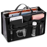 Handbag Organizer Insert for Women – 13 Pockets, Zipper Closure, Portable Purse Organizer with Handle