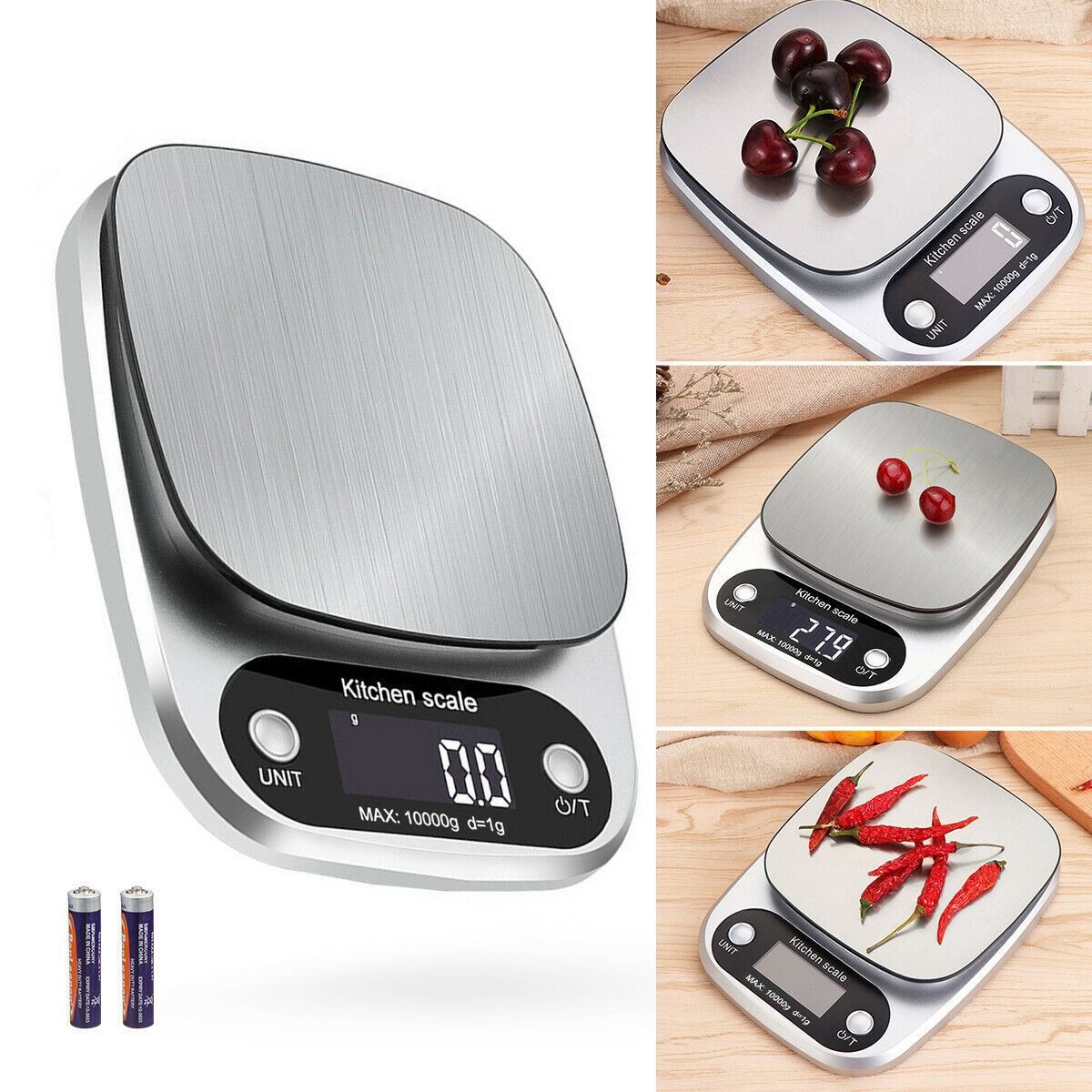 Digital Kitchen Food & Diet Scale – Multifunction Food Scale with 22 lb / 10 kg Capacity, 1 g Precision, Stainless Steel