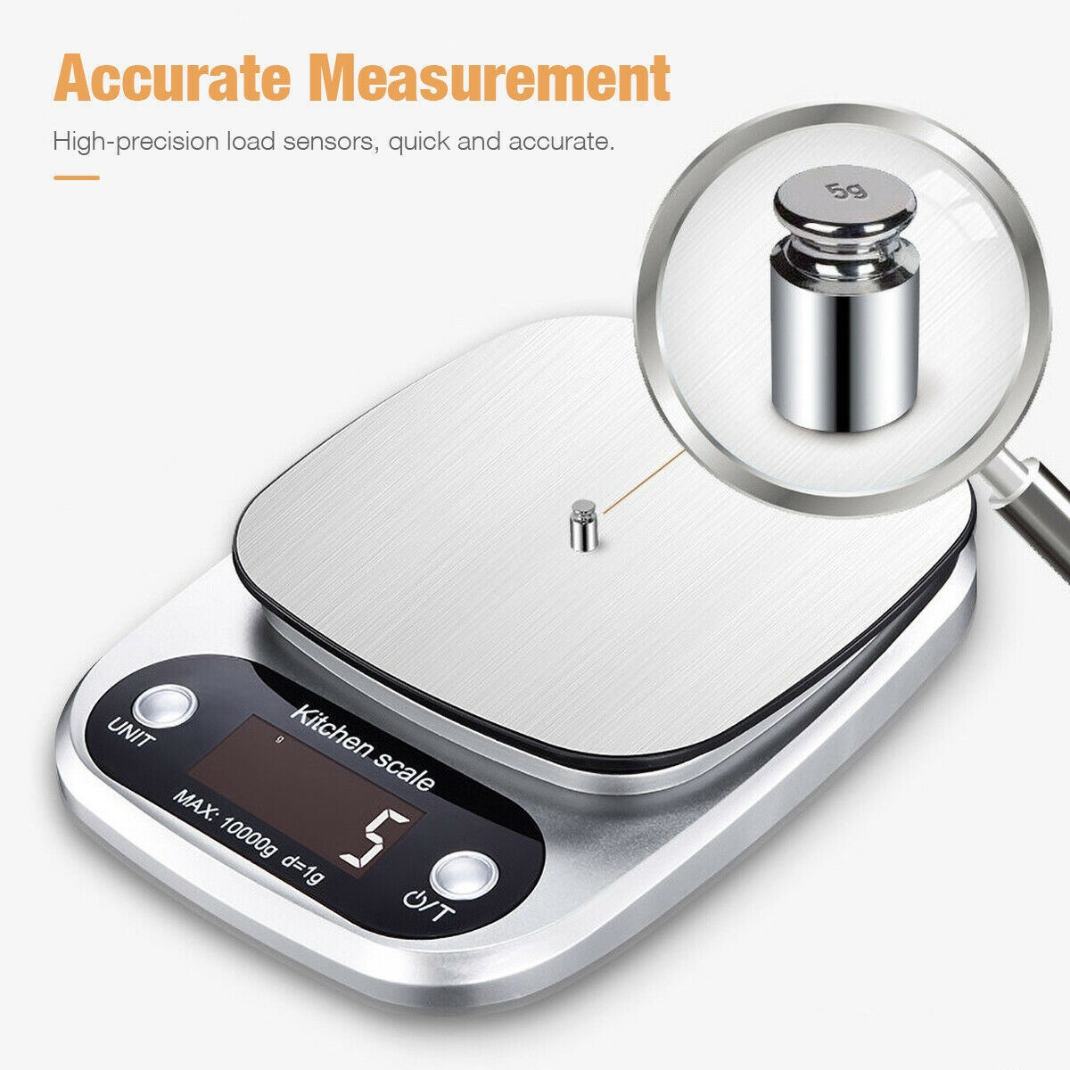 Digital Kitchen Food & Diet Scale – Multifunction Food Scale with 22 lb / 10 kg Capacity, 1 g Precision, Stainless Steel