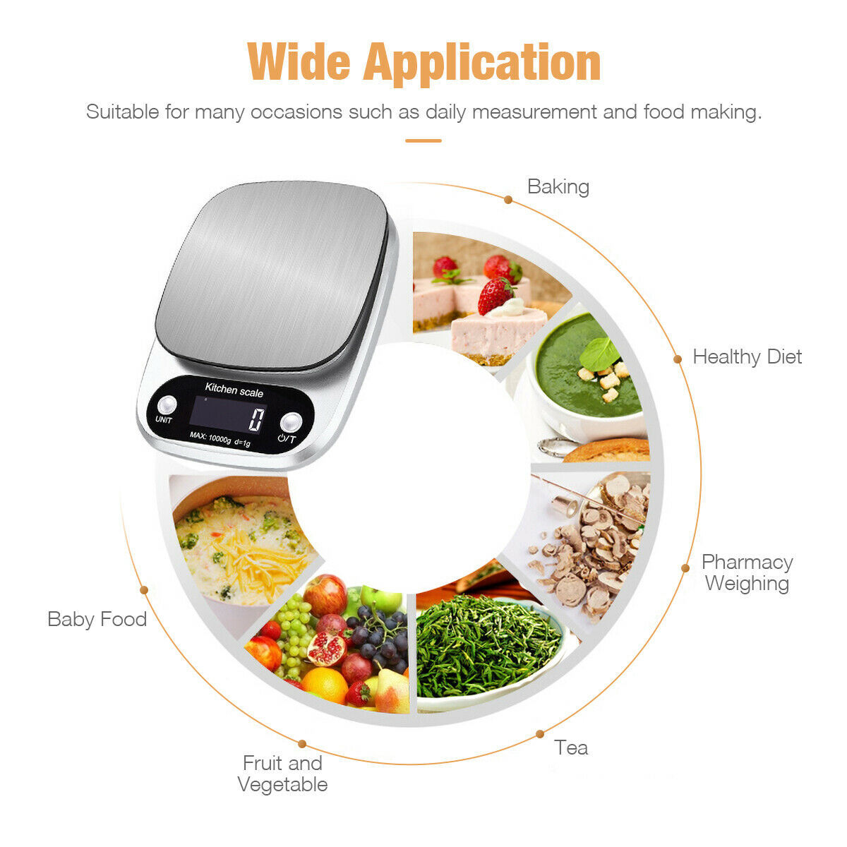 Digital Kitchen Food & Diet Scale – Multifunction Food Scale with 22 lb / 10 kg Capacity, 1 g Precision, Stainless Steel