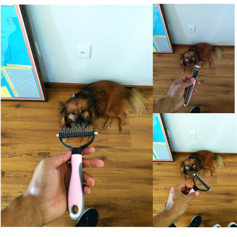 Double-Sided Grooming Brush for Dogs & Cats – Deshedding & Dematting Tool, Undercoat Rake Fur Remover & Hair Comb