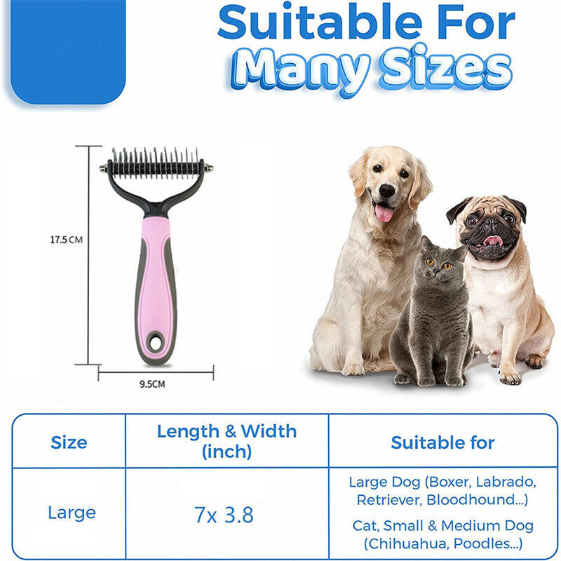 Double-Sided Grooming Brush for Dogs & Cats – Deshedding & Dematting Tool, Undercoat Rake Fur Remover & Hair Comb