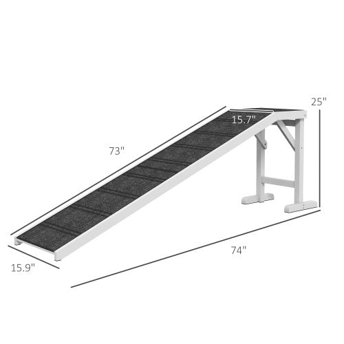 Dog Bed Ramp – Wooden Pet Ramp with Non-Slip Carpet Surface & Top Platform, Ideal for Small & Senior Dogs