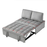 Convertible Velvet Sofa Bed with Detachable Backrests – Modern Double-Seat Design in Grey