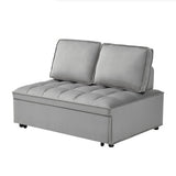 Convertible Velvet Sofa Bed with Detachable Backrests – Modern Double-Seat Design in Grey