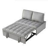 Convertible Velvet Sofa Bed with Detachable Backrests – Modern Double-Seat Design in Grey