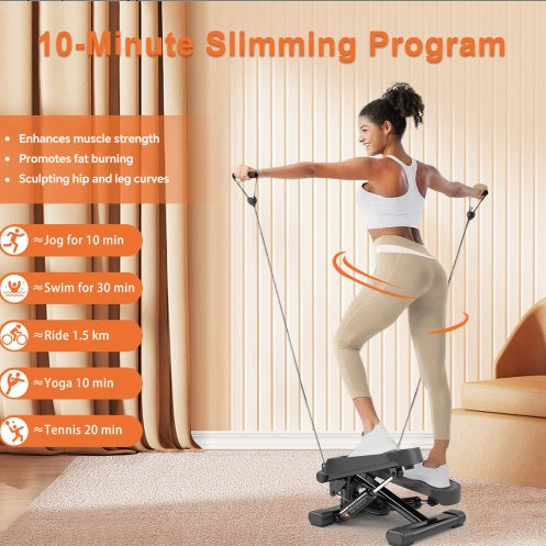 Mini Stepper with Resistance Bands & LCD Monitor | 330 lbs Capacity Compact Home Office Cardio Machine 🏠🔥