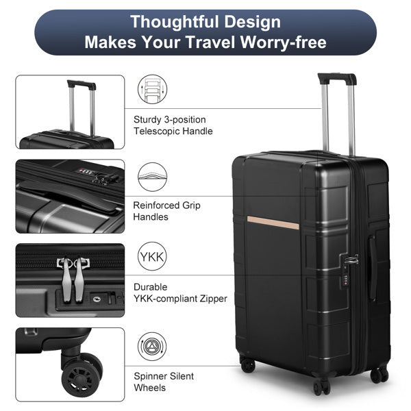 FCH 3-in-1 Luggage Set with Double Silent Wheels, Wet/Dry Separation & ABS+PC Hard Shell