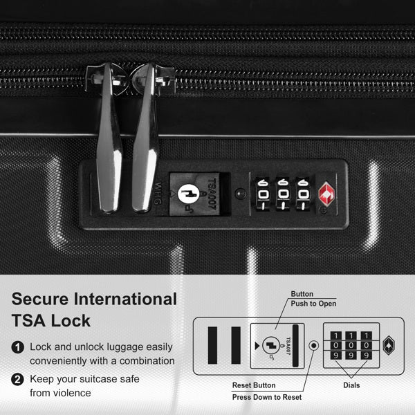 FCH 3-in-1 Luggage Set with Double Silent Wheels, Wet/Dry Separation & ABS+PC Hard Shell