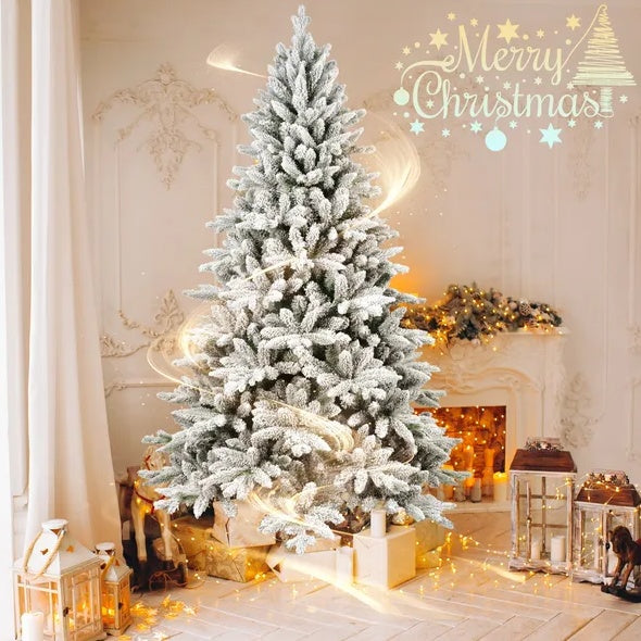 5-Ft PVC & PE Flocked Hinged Artificial Christmas Tree – Eco-Friendly & Fire-Resistant