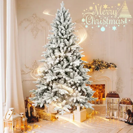 5-Ft PVC & PE Flocked Hinged Artificial Christmas Tree – Eco-Friendly & Fire-Resistant