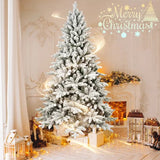 5-Ft PVC & PE Flocked Hinged Artificial Christmas Tree – Eco-Friendly & Fire-Resistant