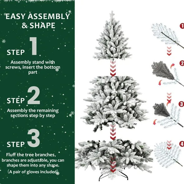 5-Ft PVC & PE Flocked Hinged Artificial Christmas Tree – Eco-Friendly & Fire-Resistant
