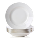 9.5-Inch Pure White Soup Plate – Set of 6 Elegant Dinner Plates