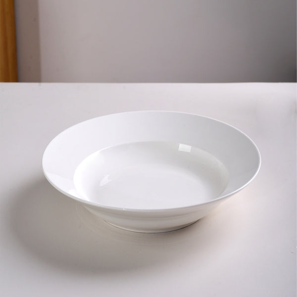 9.5-Inch Pure White Soup Plate – Set of 6 Elegant Dinner Plates