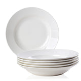 9.5-Inch Pure White Soup Plate – Set of 6 Elegant Dinner Plates