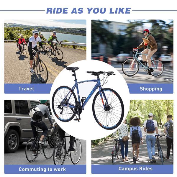 24-Speed Hybrid Bike with Disc Brakes - 700c Commuter & Fitness Bicycle for Men & Women