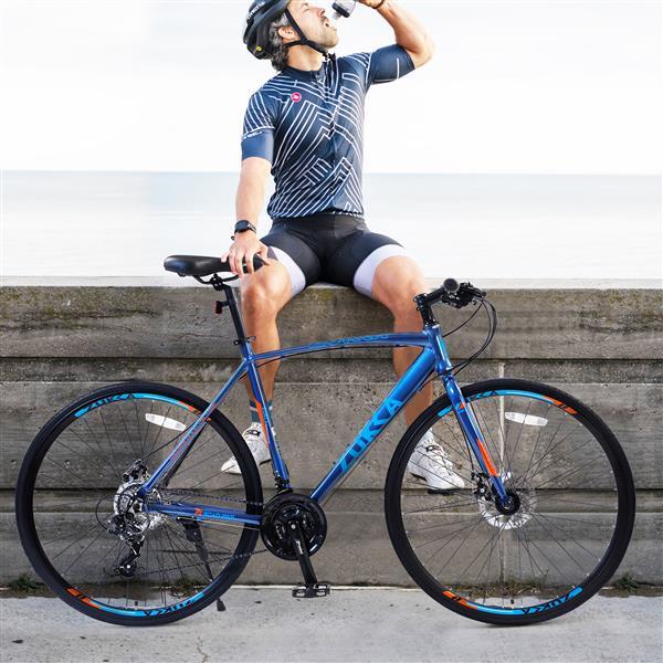 24-Speed Hybrid Bike with Disc Brakes - 700c Commuter & Fitness Bicycle for Men & Women