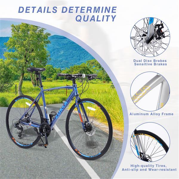 24-Speed Hybrid Bike with Disc Brakes - 700c Commuter & Fitness Bicycle for Men & Women