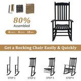 Elegant Black Poplar Wooden Rocking Chair 🪑 Wavy Design with Armrests – Comfort & Style for Home Relaxation