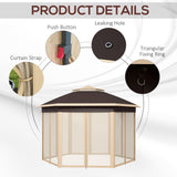 13' × 13' Hexagonal Pop-Up Gazebo with 6 Zippered Mesh Sidewalls – Waterproof Two-Tier Canopy, Alloy Steel Frame, Includes Carry Bag