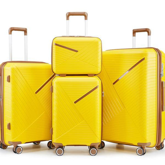4-Piece Hard Shell Spinner Luggage Set with TSA Lock & 360° Wheels – Carry-On + Medium + Large + Travel Bag