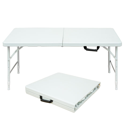 4 ft White Portable Folding Table – Indoor/Outdoor Use, 135 kg Max Load, Waterproof Top & Powder-Coated Steel Frame