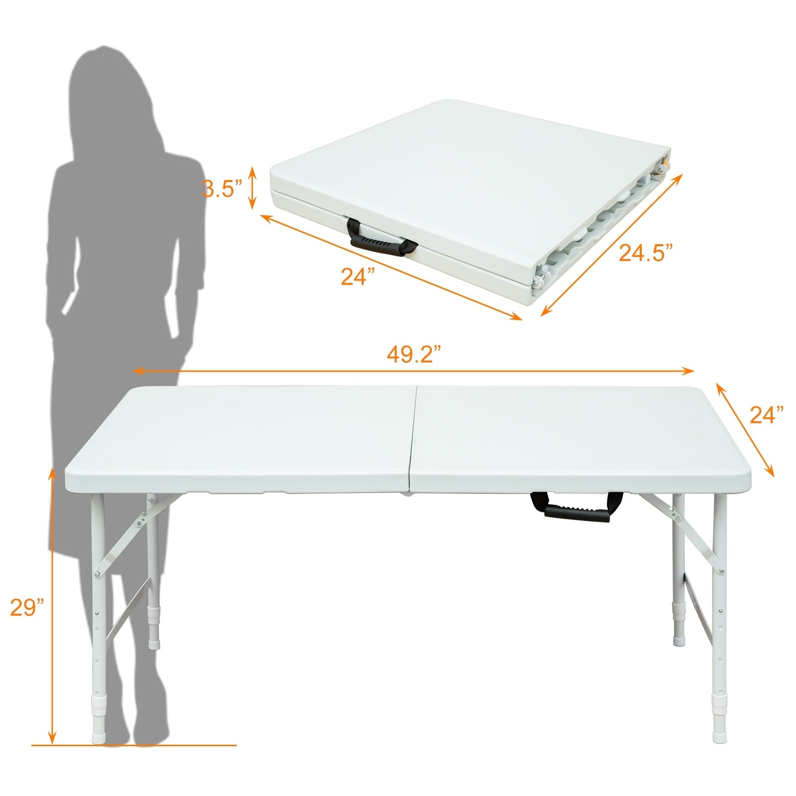 4 ft White Portable Folding Table – Indoor/Outdoor Use, 135 kg Max Load, Waterproof Top & Powder-Coated Steel Frame