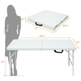 4 ft White Portable Folding Table – Indoor/Outdoor Use, 135 kg Max Load, Waterproof Top & Powder-Coated Steel Frame
