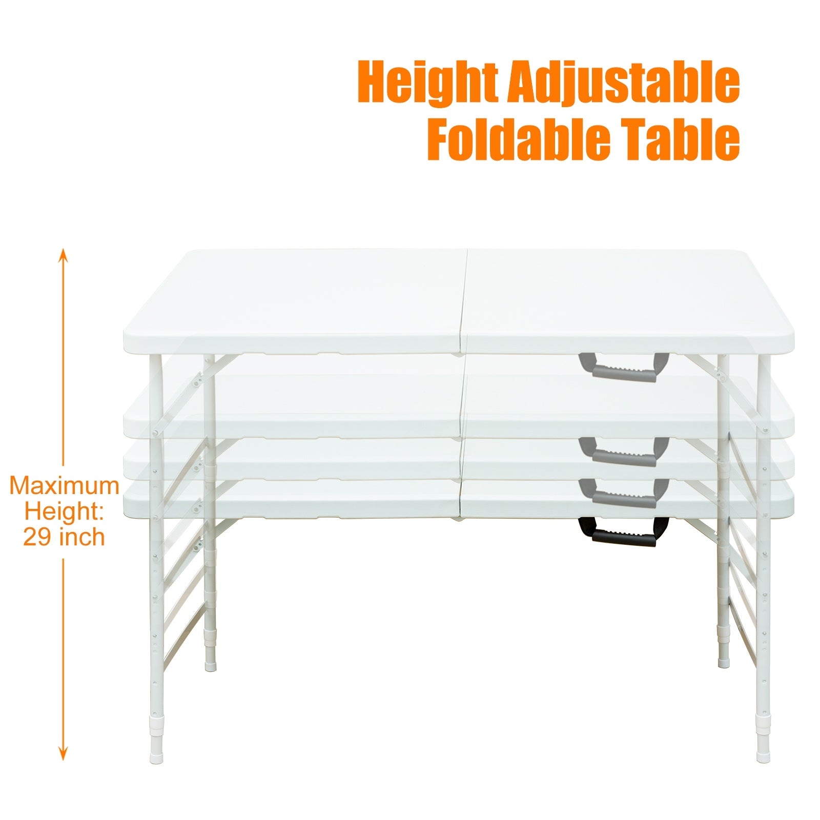 4 ft White Portable Folding Table – Indoor/Outdoor Use, 135 kg Max Load, Waterproof Top & Powder-Coated Steel Frame