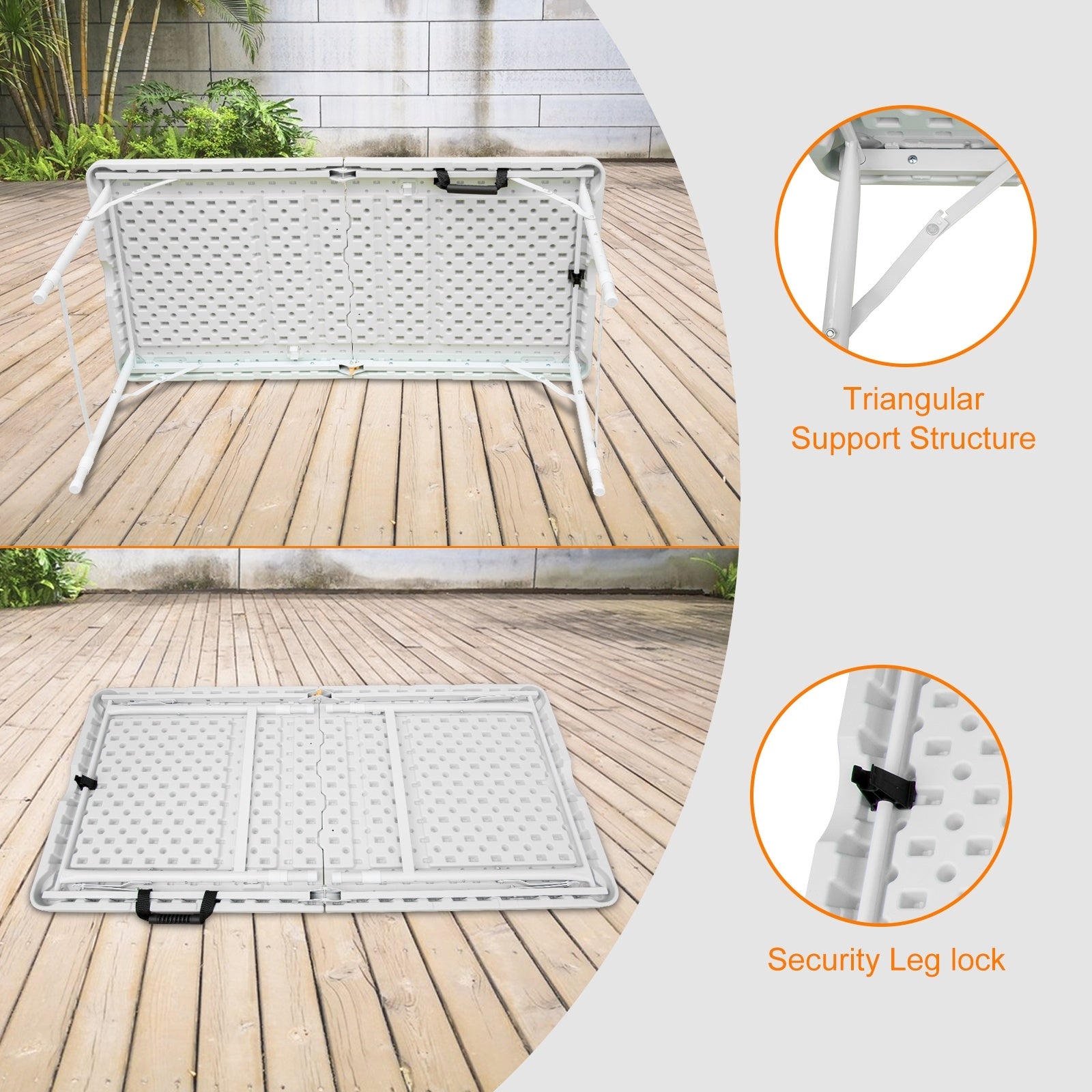 4 ft White Portable Folding Table – Indoor/Outdoor Use, 135 kg Max Load, Waterproof Top & Powder-Coated Steel Frame