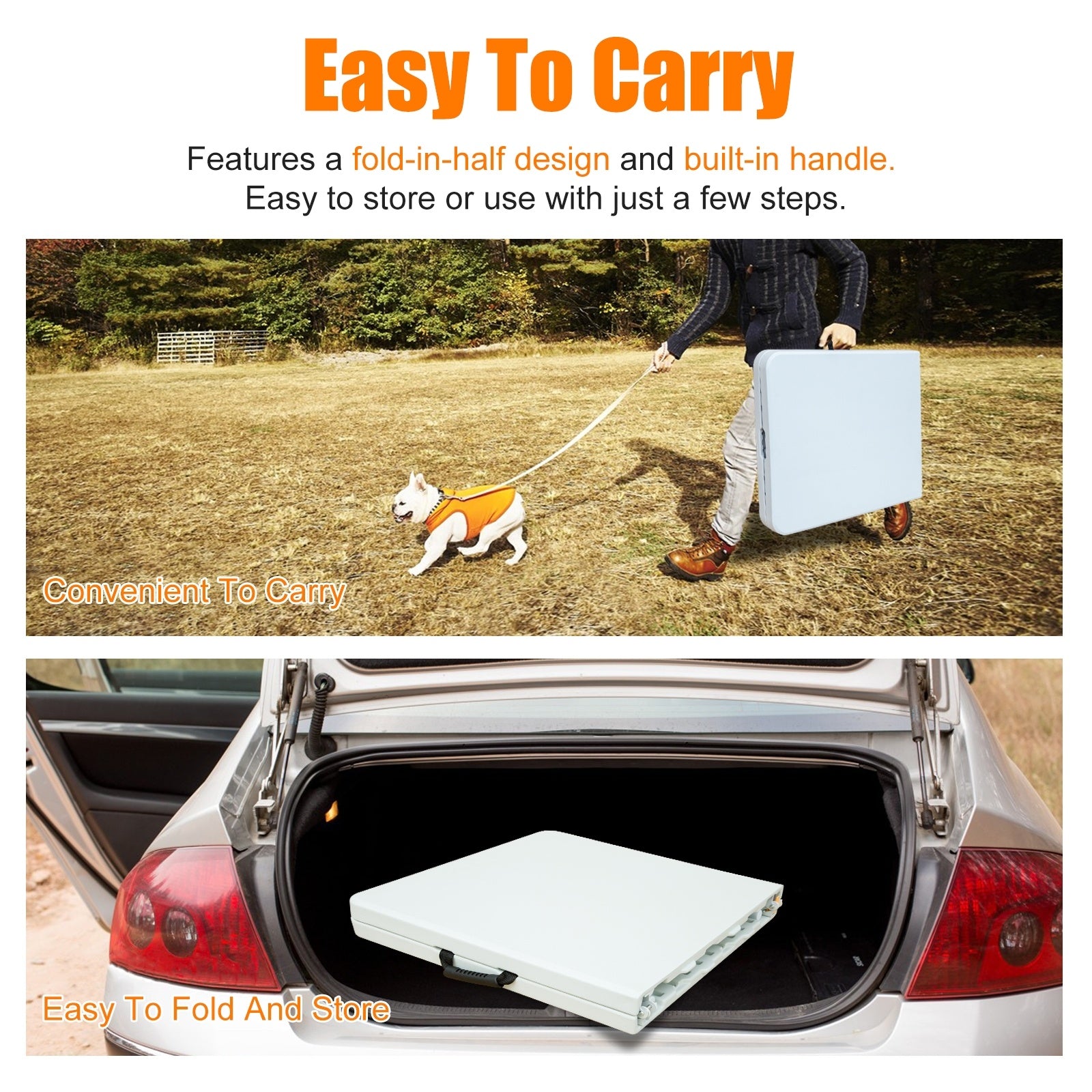 4 ft White Portable Folding Table – Indoor/Outdoor Use, 135 kg Max Load, Waterproof Top & Powder-Coated Steel Frame