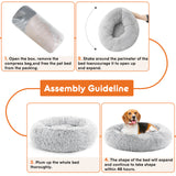 24" Round Cat Bed – Anti-Slip Fluffy Plush Faux Fur Cushion for Cats, Small Dogs & Puppies up to 25 lbs
