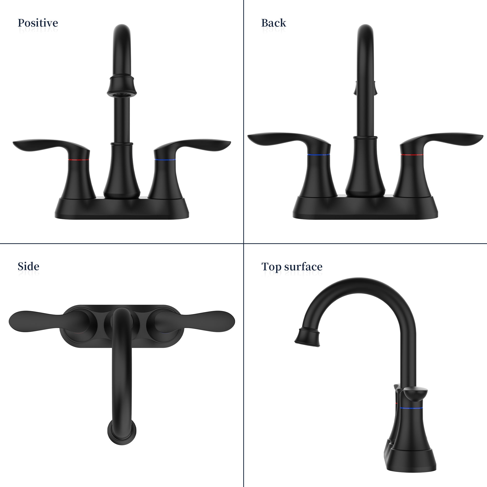 2‑Handle 4‑Inch Pop‑Up Bronze Bathroom Faucet – Elegant Centerset Design with Smooth Control & Durable Finish