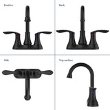 2‑Handle 4‑Inch Pop‑Up Bronze Bathroom Faucet – Elegant Centerset Design with Smooth Control & Durable Finish