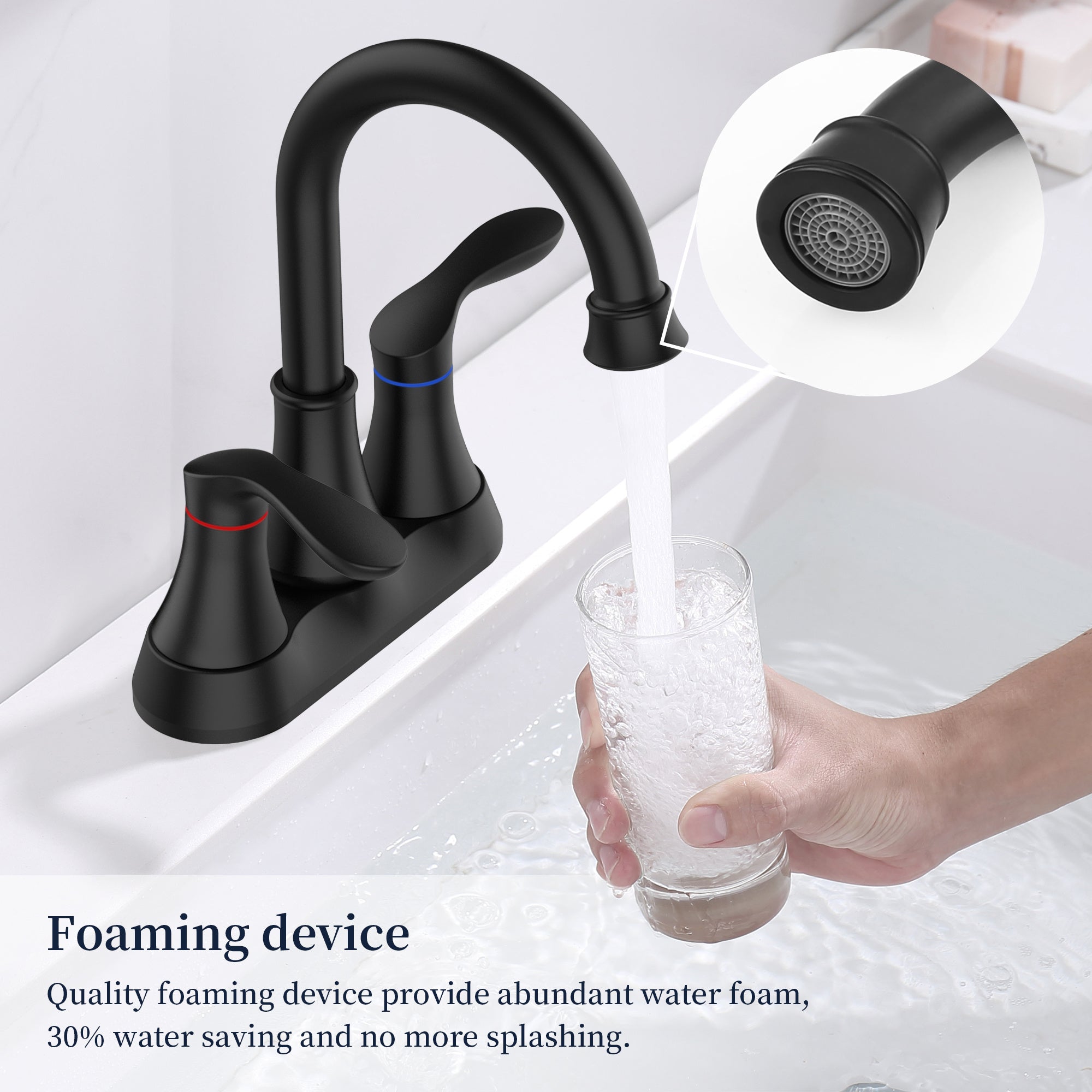 2‑Handle 4‑Inch Pop‑Up Bronze Bathroom Faucet – Elegant Centerset Design with Smooth Control & Durable Finish