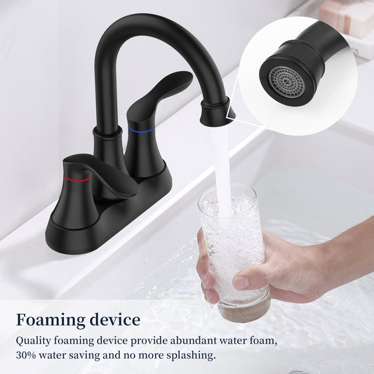 2‑Handle 4‑Inch Pop‑Up Bronze Bathroom Faucet – Elegant Centerset Design with Smooth Control & Durable Finish
