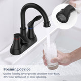 2‑Handle 4‑Inch Pop‑Up Bronze Bathroom Faucet – Elegant Centerset Design with Smooth Control & Durable Finish