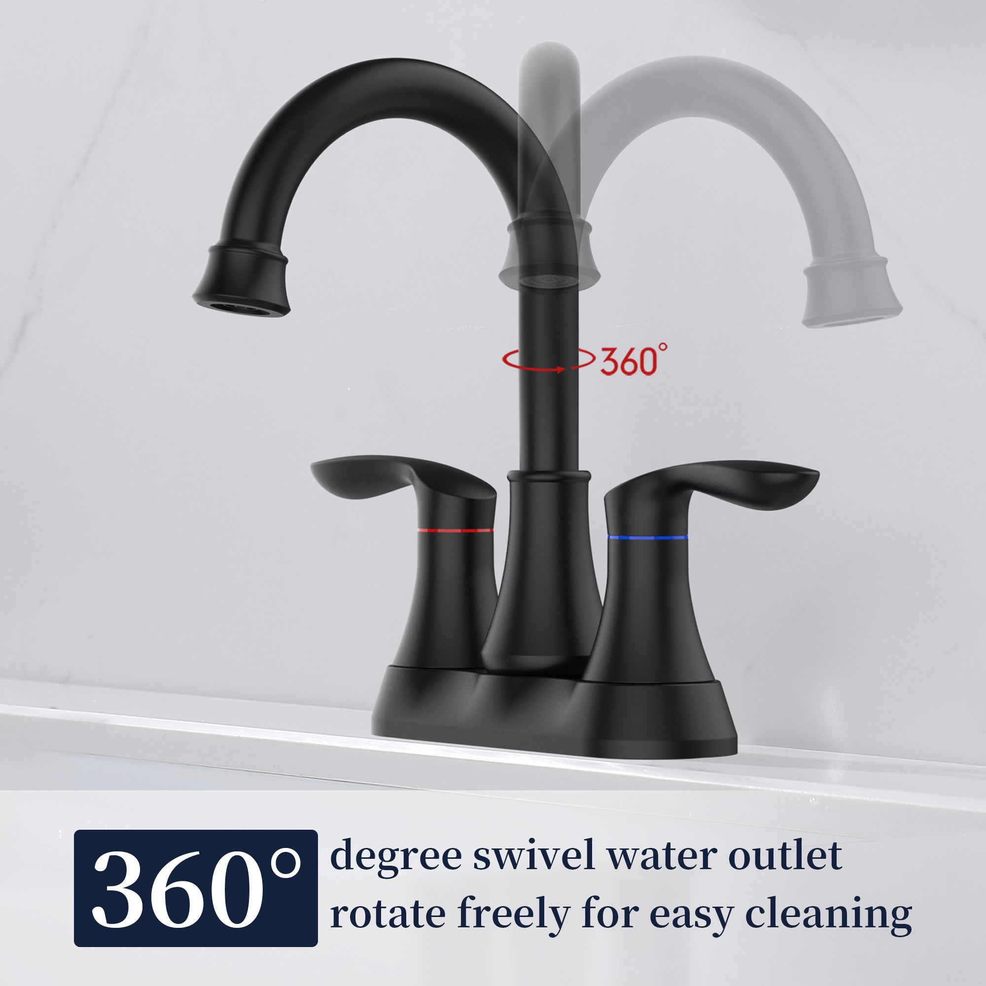 2‑Handle 4‑Inch Pop‑Up Bronze Bathroom Faucet – Elegant Centerset Design with Smooth Control & Durable Finish