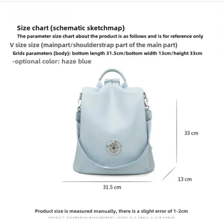 Haze Blue Shoulder Bag 🎒 Large-Capacity Fashion Ladies Backpack – Seasonal Trend 2025
