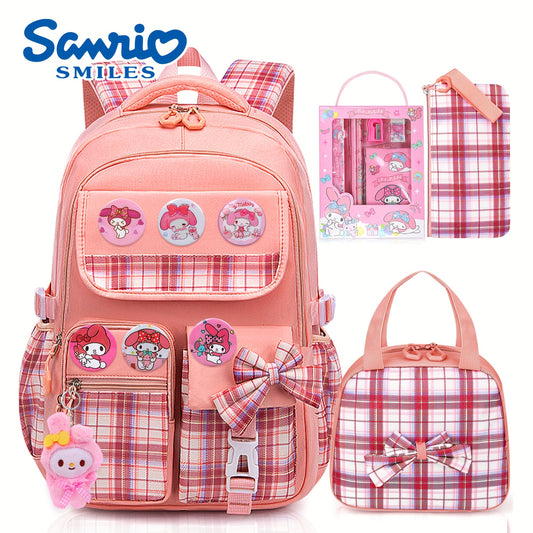 SANRIO Authorized “My Melody” All-in-One Backpack Set – Student Shoulder Bag + Laptop Bag + Lunch Bag + Pen Pouch 🎒