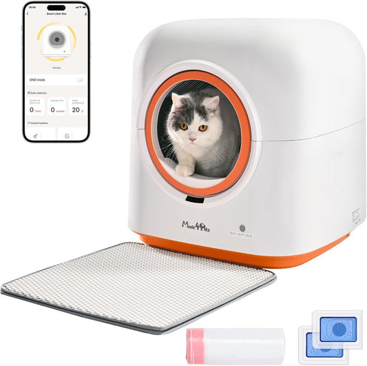 60L Automatic Cat Litter Box – Smart App Control, Infrared Sensor & Deodorizing System for Multiple Cats