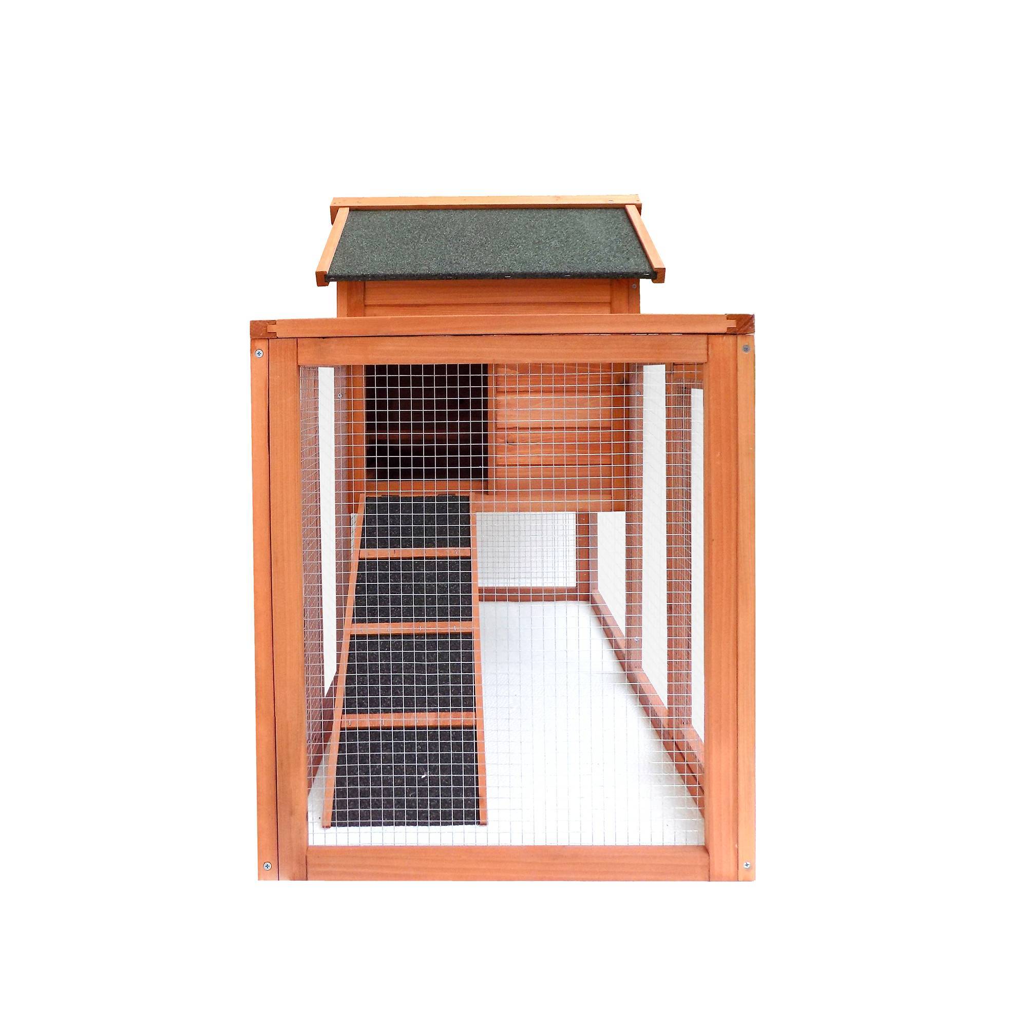 Easily-Assembled Wooden Rabbit & Chicken Coop Kennel with Slide-Out Tray — Outdoor Small Animal Hutch for Garden & Backyard