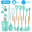 35-Piece Kitchen Utensil Set - Silicone & Stainless Steel Cooking Utensils for Non-stick Cookware